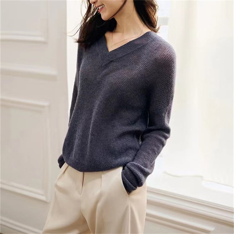 【tops】Vネック無地ニットセーターG20318