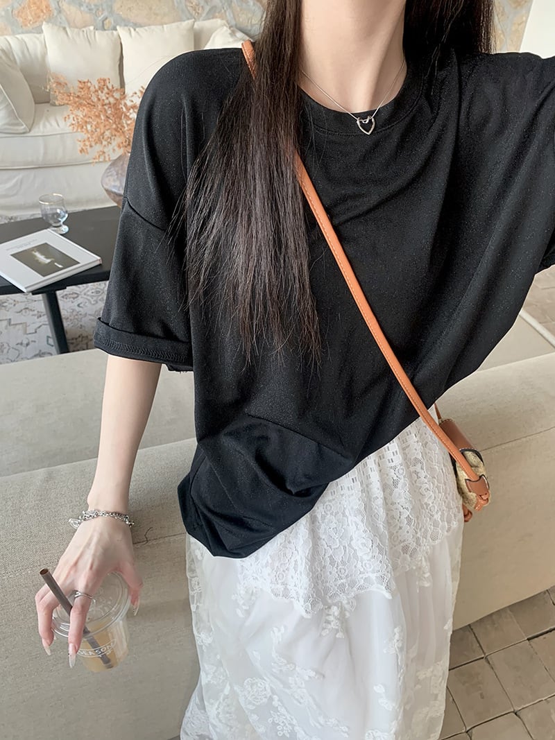 【set】Tシャツ×レーススカートセット　M24806