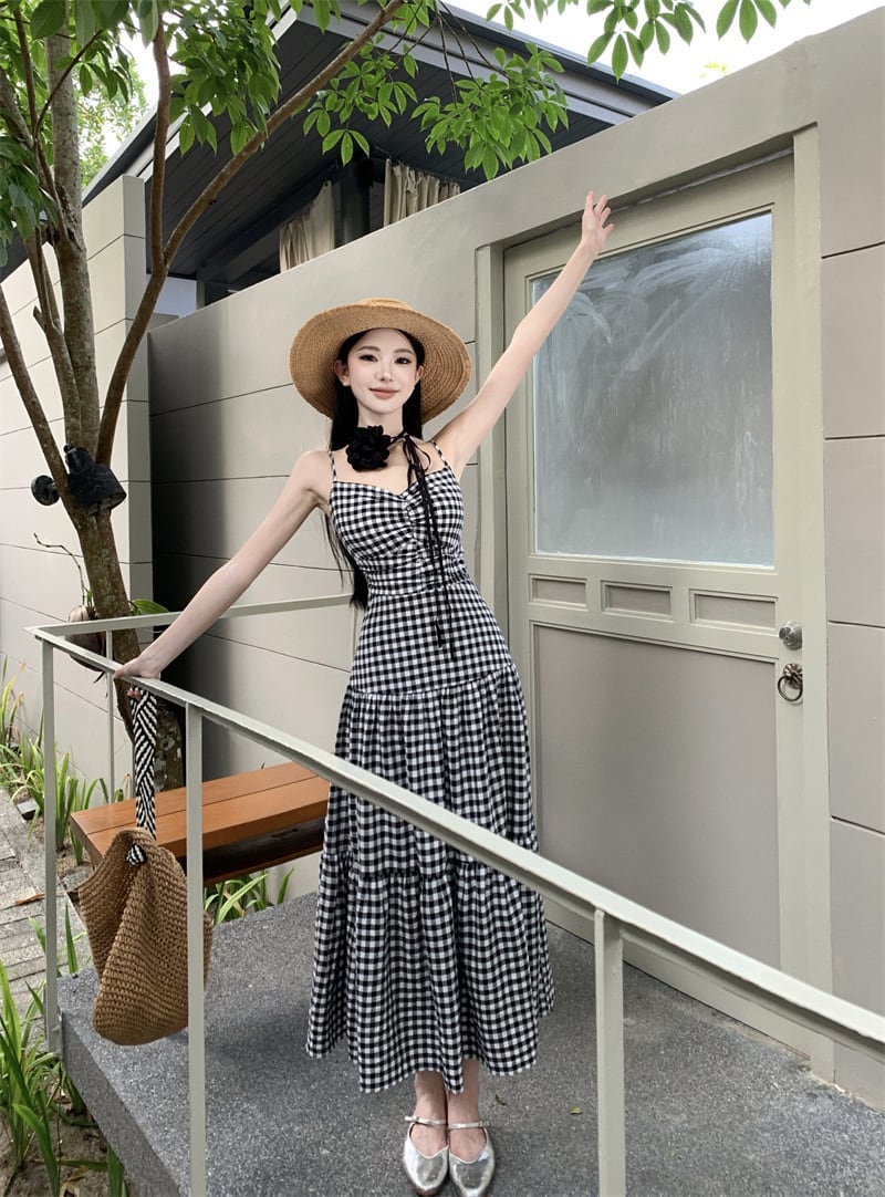 【dress】チェック柄キャミワンピース　M24918