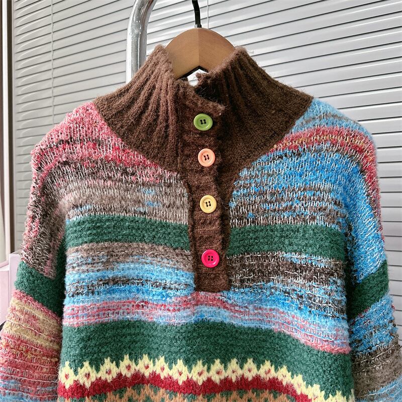 【tops】ボーダー柄ニットセーター　M27904