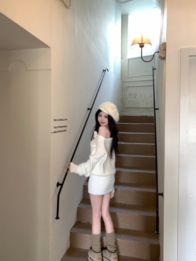 【dress】オフショルダーニットワンピース　M28499