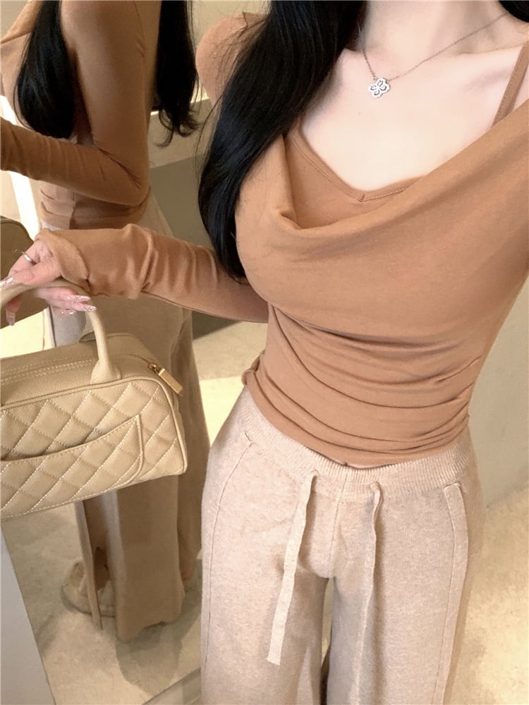 【tops】切り替え長袖Tシャツ　M28178