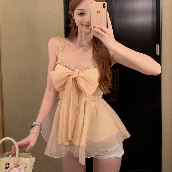 【tops】リボン付きトップス　M24679