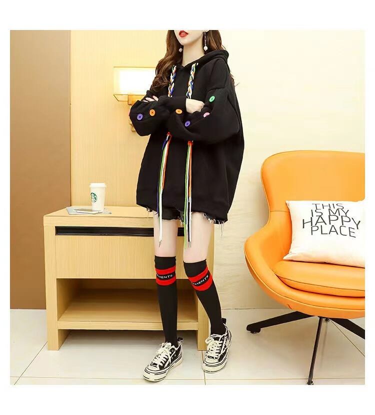 【tops】数量限定秋冬新作配色ラウンドネック長袖厚手3色裏起毛着回し配色パーカーF1335