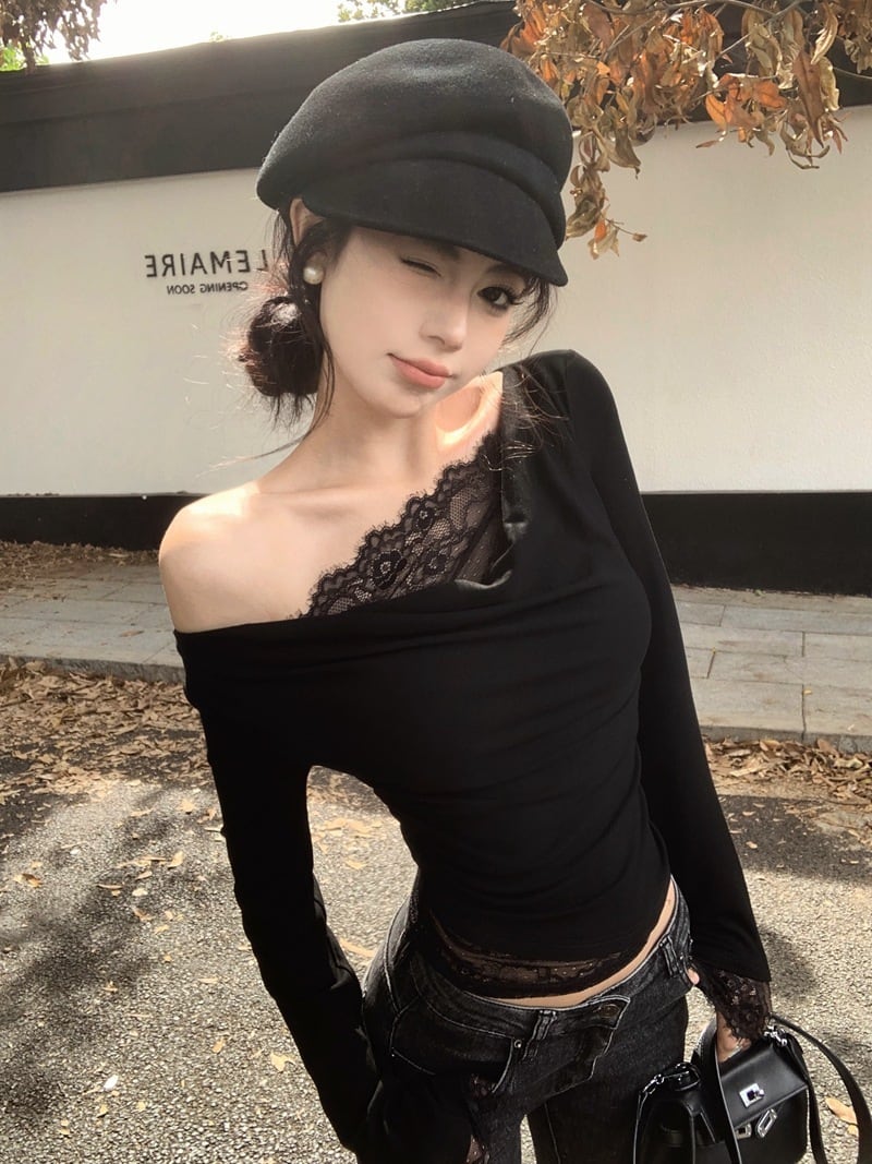 【tops】レース切り替えトップス　M28268