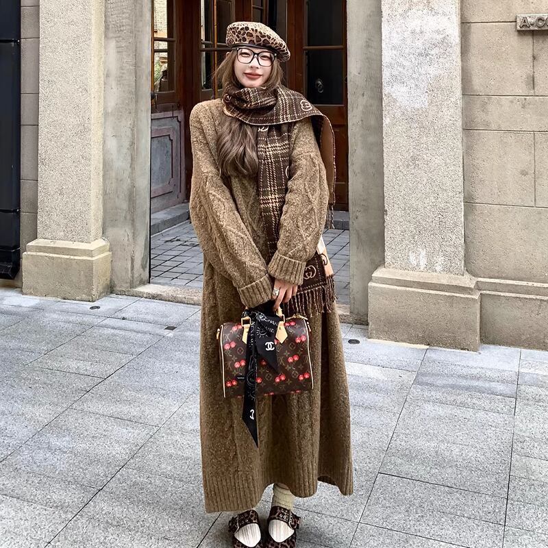 【dress】ロングニットワンピース Q7697