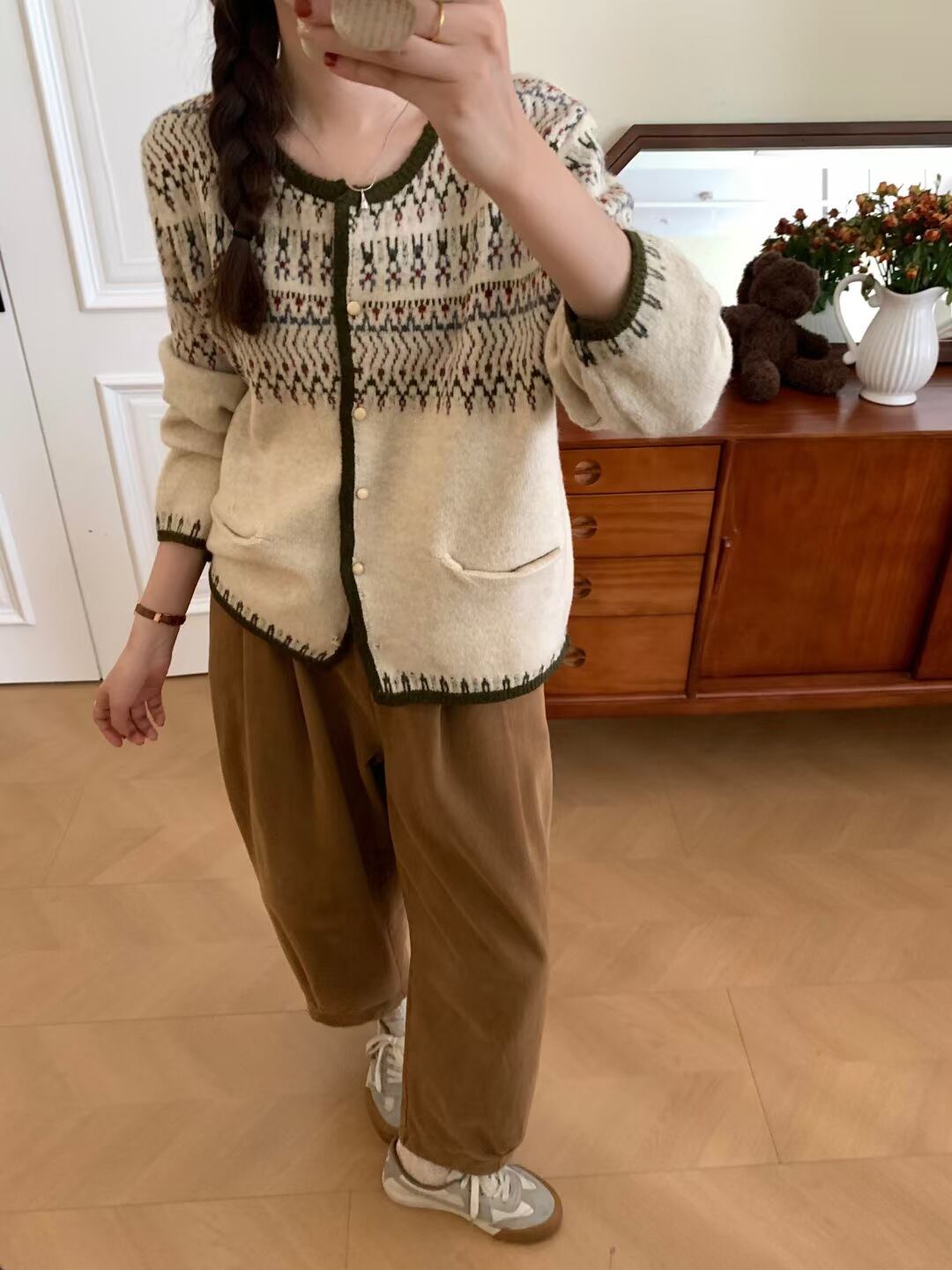 【outer】ジャカードニットカーデ　M27104