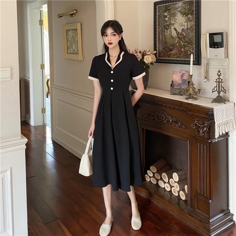 【dress】夏好感度UP!気質満点シンプルレトロレディース プラスサイズワンピース