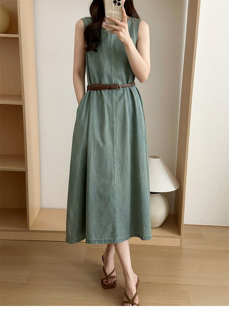 【dress】ノースリーブデニムワンピース　M24025