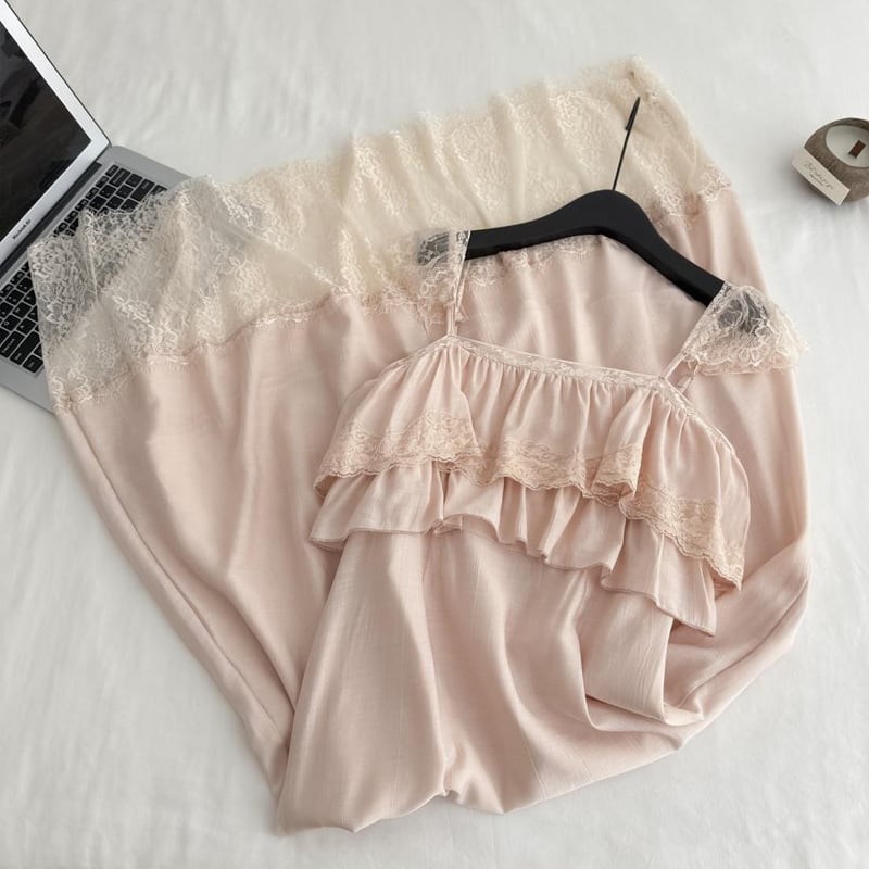 【dress】レースドッキングキャミワンピース Q8033