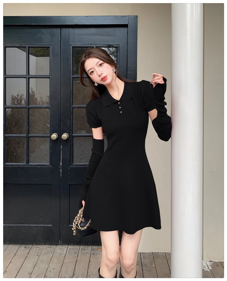 【dress】ニットワンピースアームカバー付き　M26422