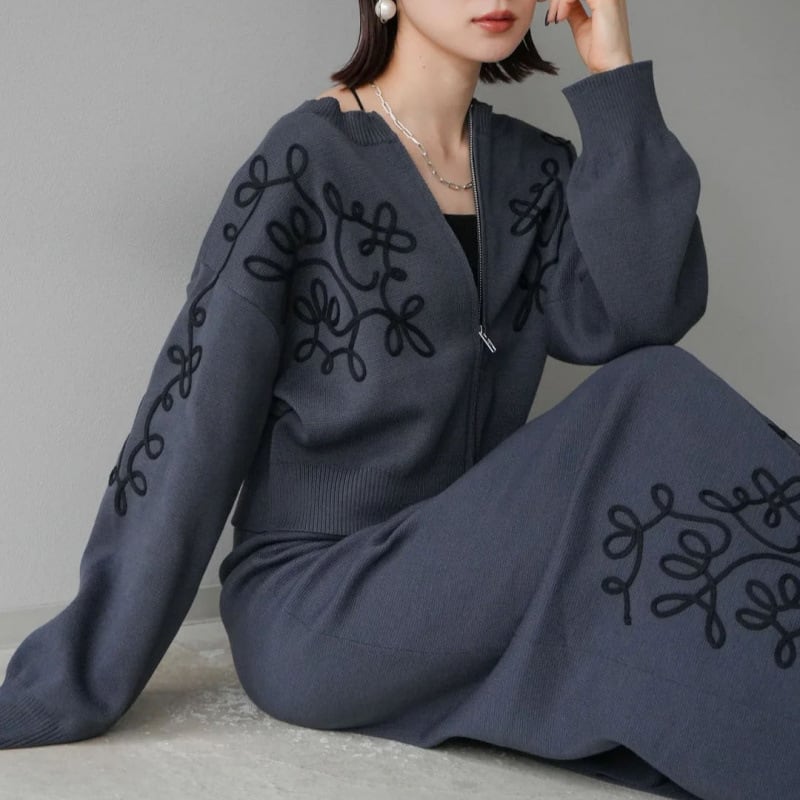 【set】ノーカラーショートジャケット×ロングスカートセット　N2751