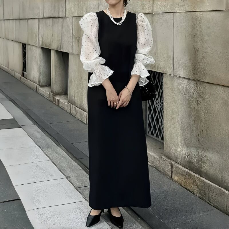【dress】チュールコンビワンピース　M29875