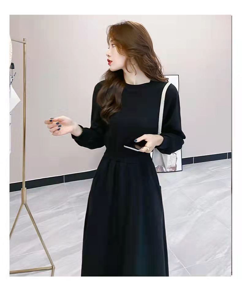 【dress】カジュアル気質満点着心地良い秋冬シンプル長袖ワンピース G2698