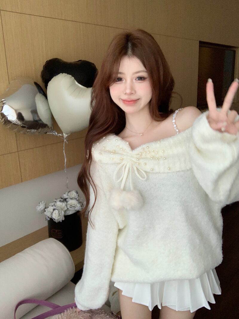 【tops】パールニットセーター　M27064