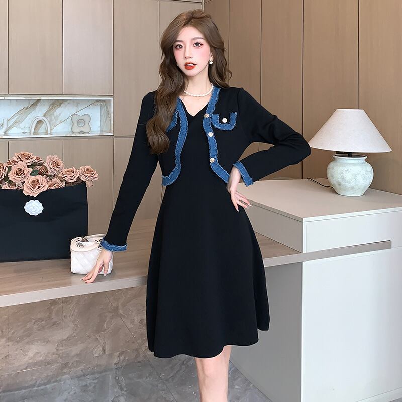【dress】ドッキングニットワンピース　M18359