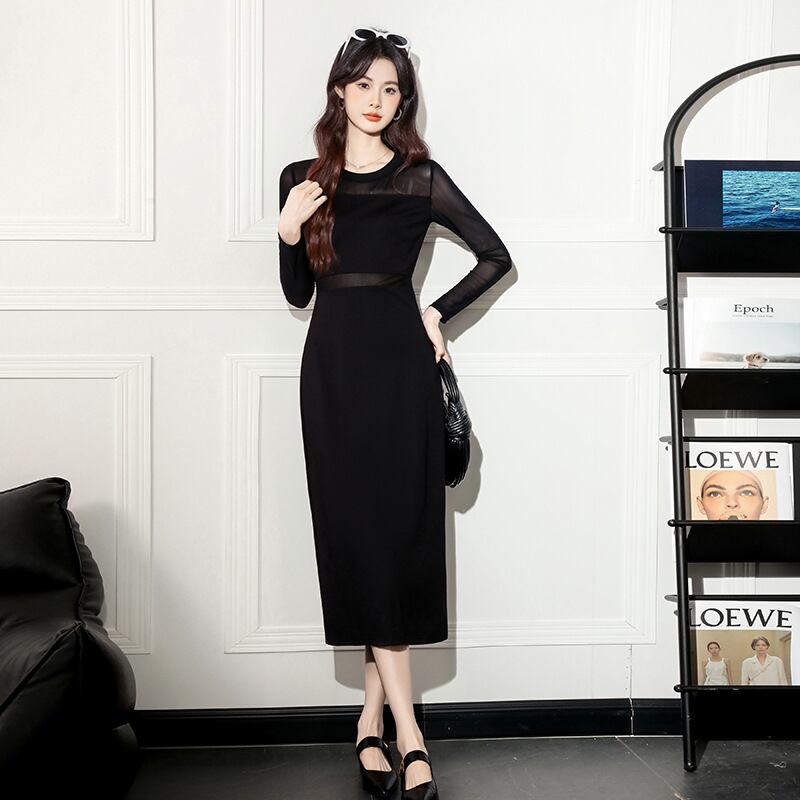【dress】チュールドッキングワンピース Q7041