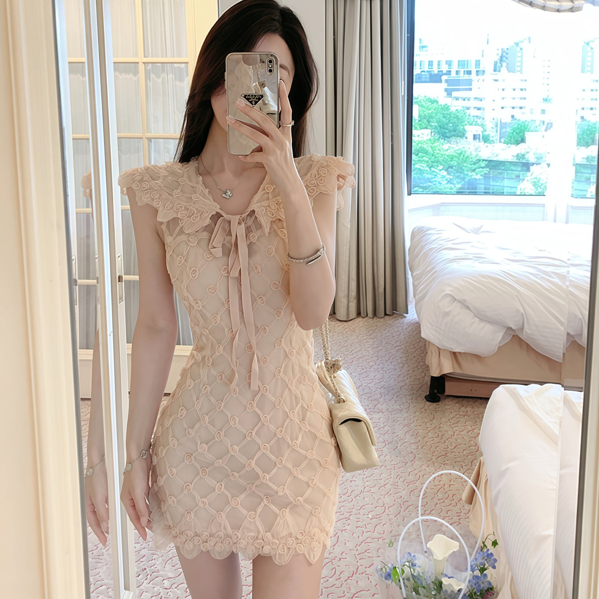 【dress】立体フラワーミニワンピース　N3175