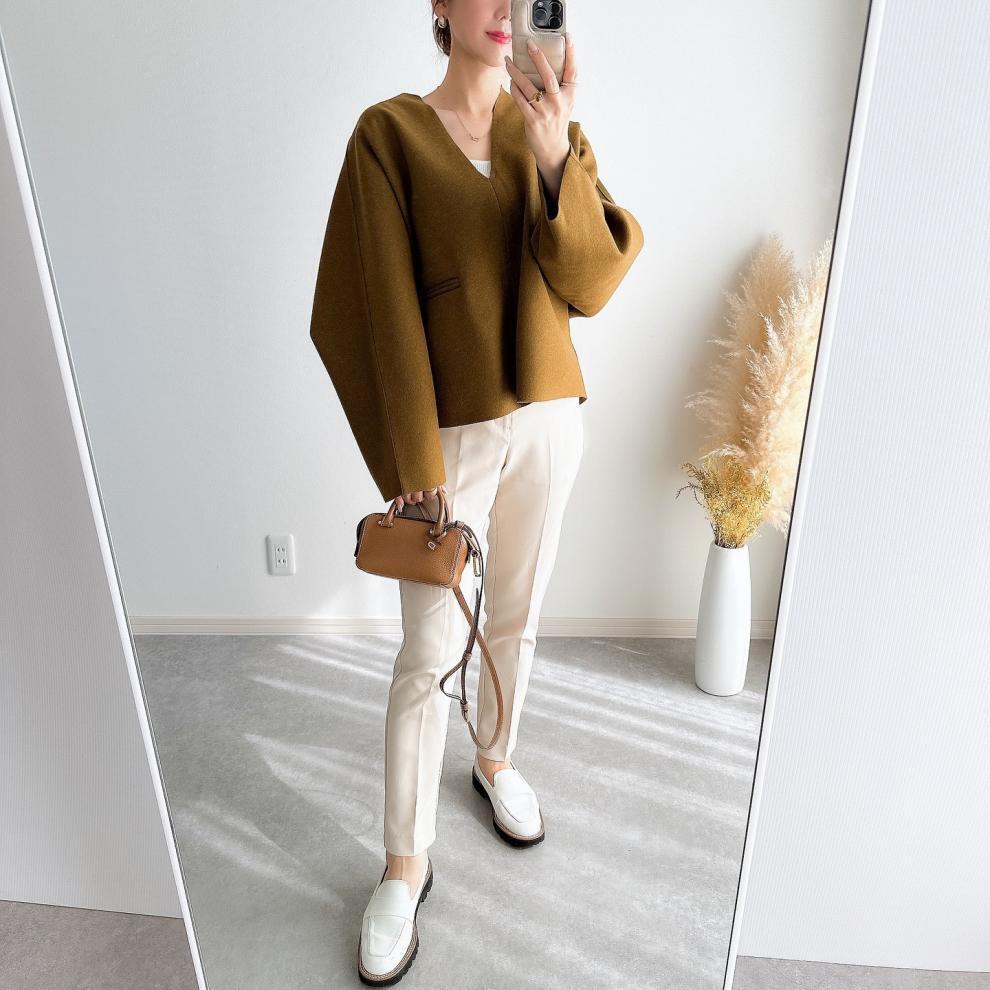 【outer】Vネックショートコート　M27290
