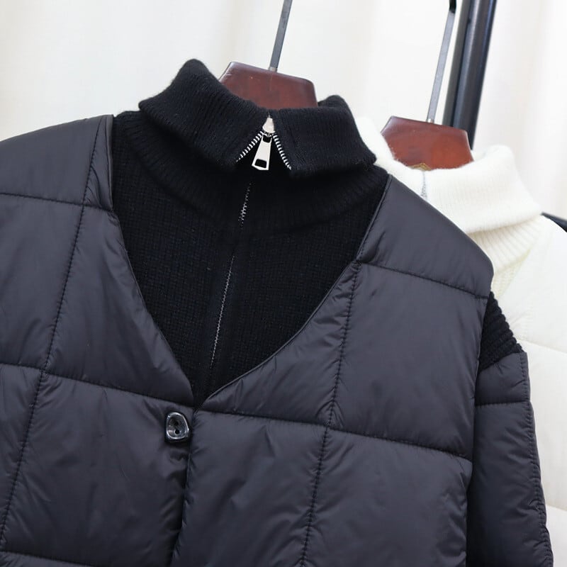 【set】棉ベスト×切り替えニットカーデセット　M28591