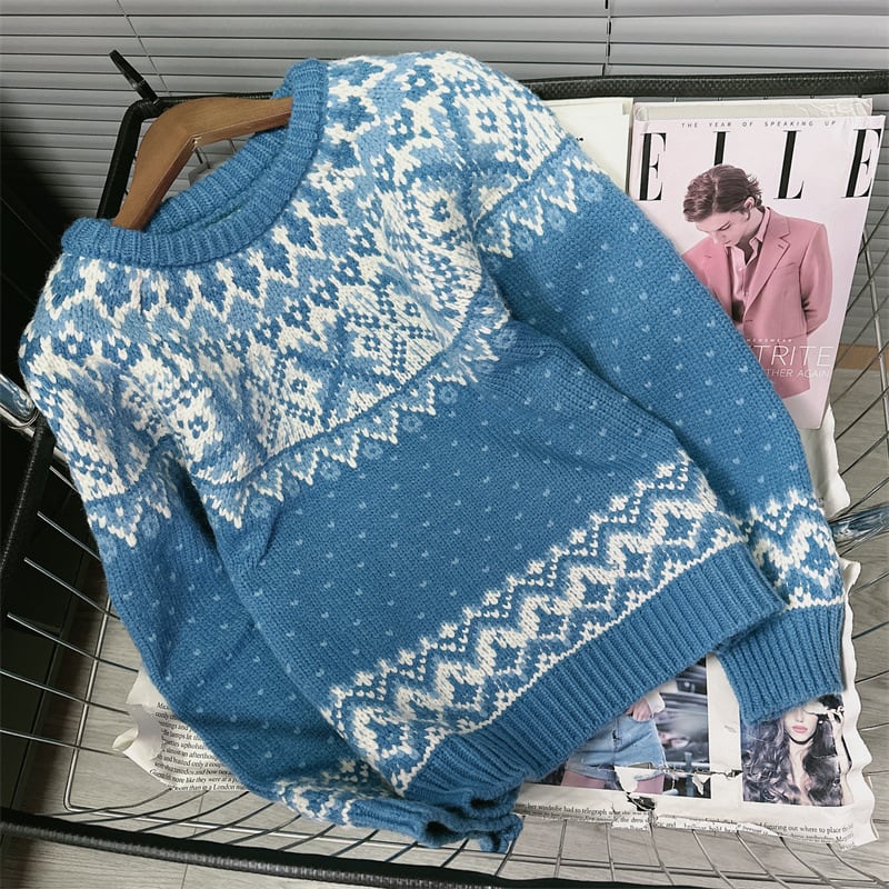【tops】ジャカードニットセーター　M28844