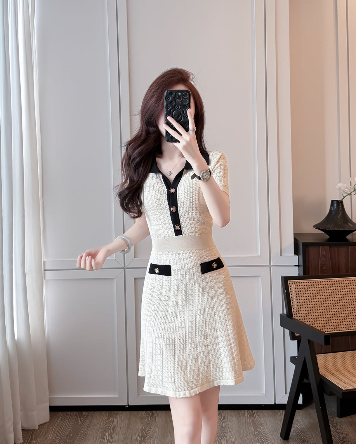 【dress】Aラインニットワンピース Q8468