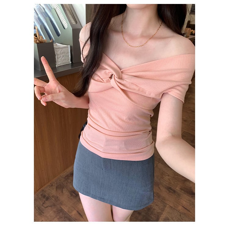 【tops】ボートネックTシャツ　M24877