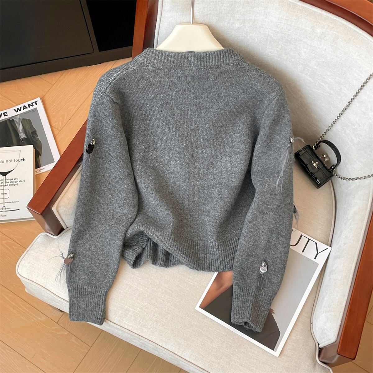 【outer】スパンコールニットカーデ　M29221