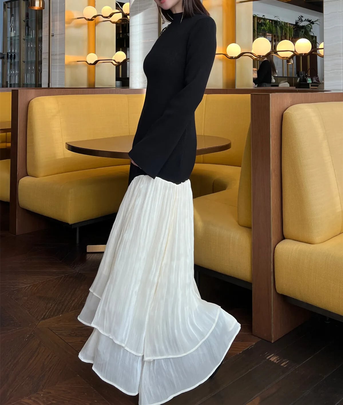 【dress】ドッキングニットワンピース　N2894