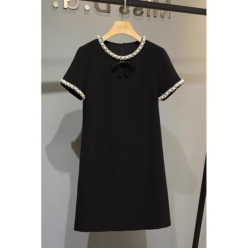 【dress】OL通勤ビーズボウタイワンピースF7352