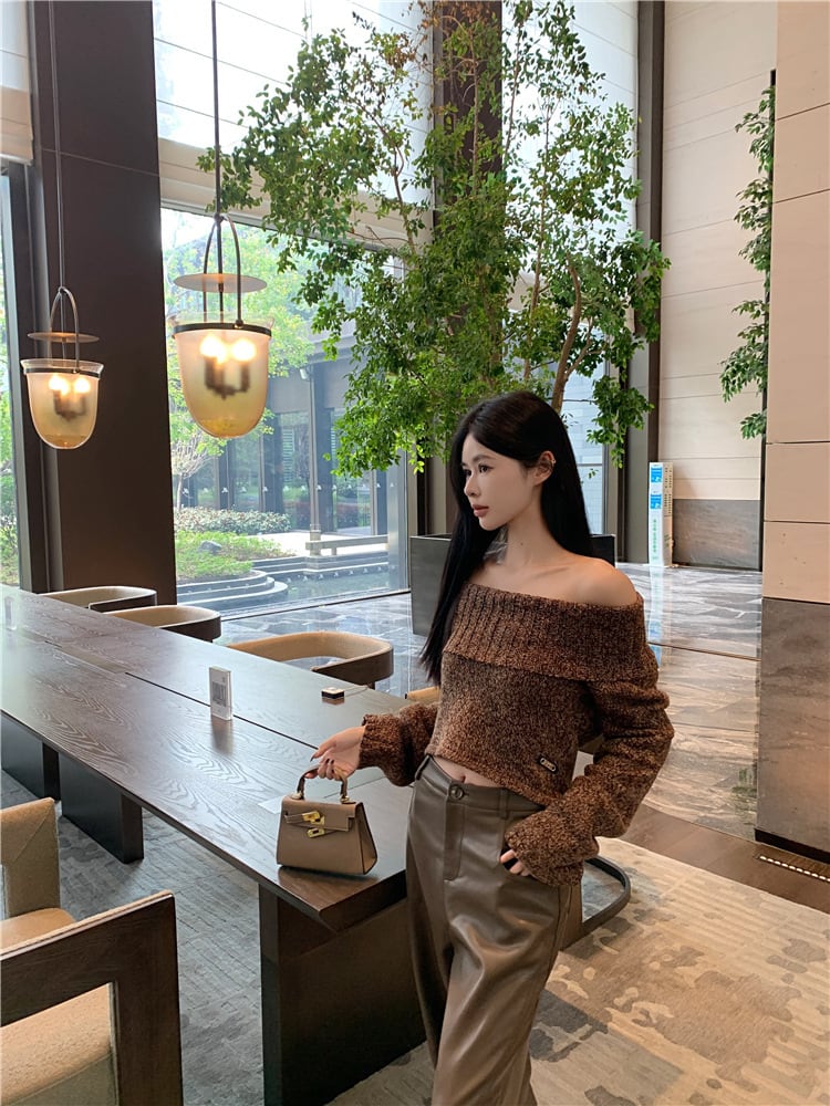 【tops】オフショルダーニットセーター　M28063