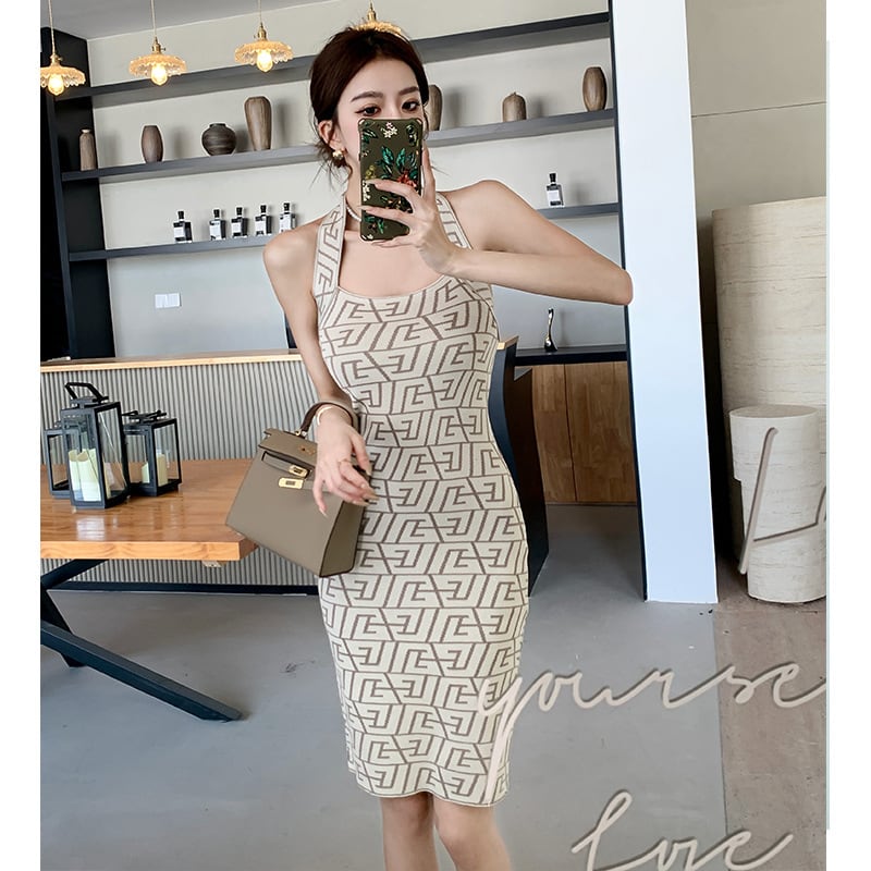 【dress】ニットホルターネックワンピース G21399