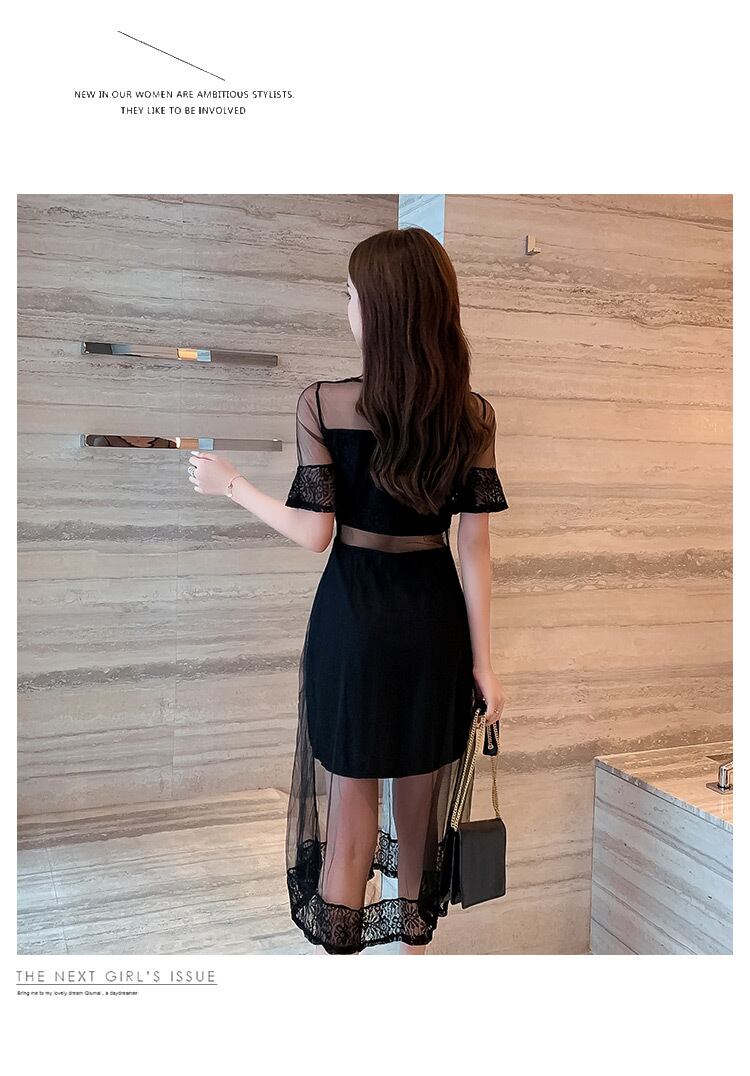 【dress】韓国風気質満点スウィート切り替え着痩せハイウエストワンピース G0271