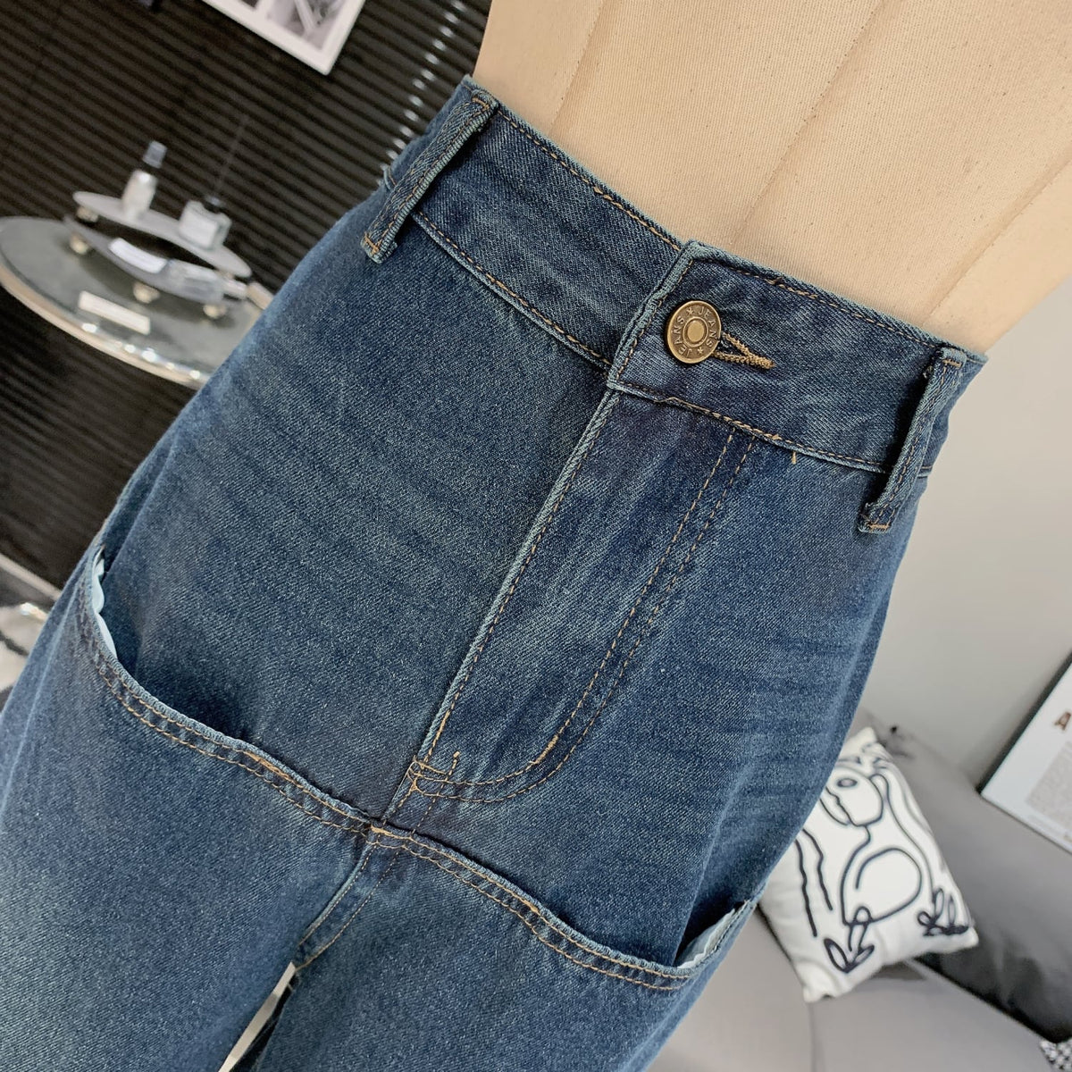 【set】Vネックベスト×デニムパンツセット　M25269