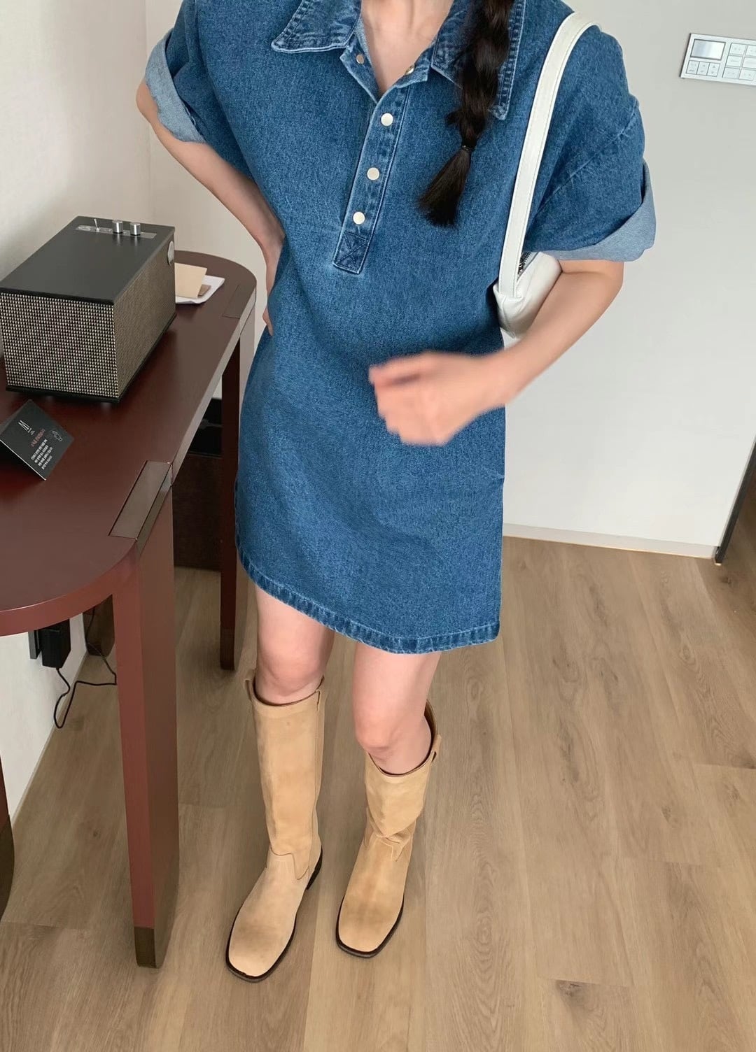 【dress】POLOネックデニムワンピース　M23901