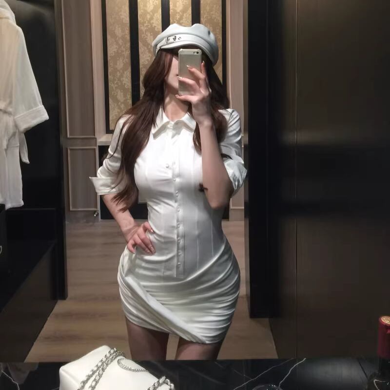 【dress】2色展開タイトシャツワンピース Q7821