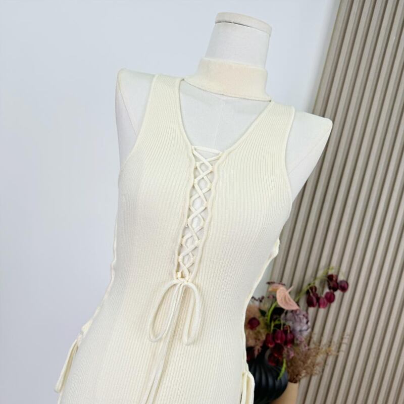【dress】ノースリーブニットワンピース Q7633