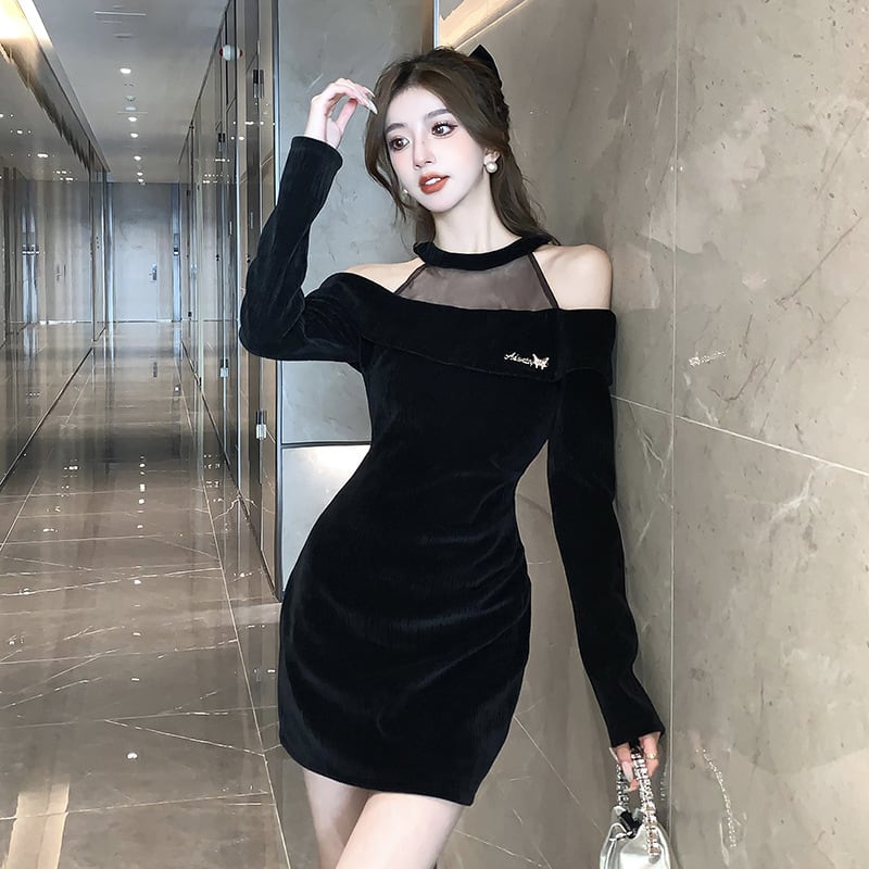 【dress】メッシュタイトミニワンピース G19251