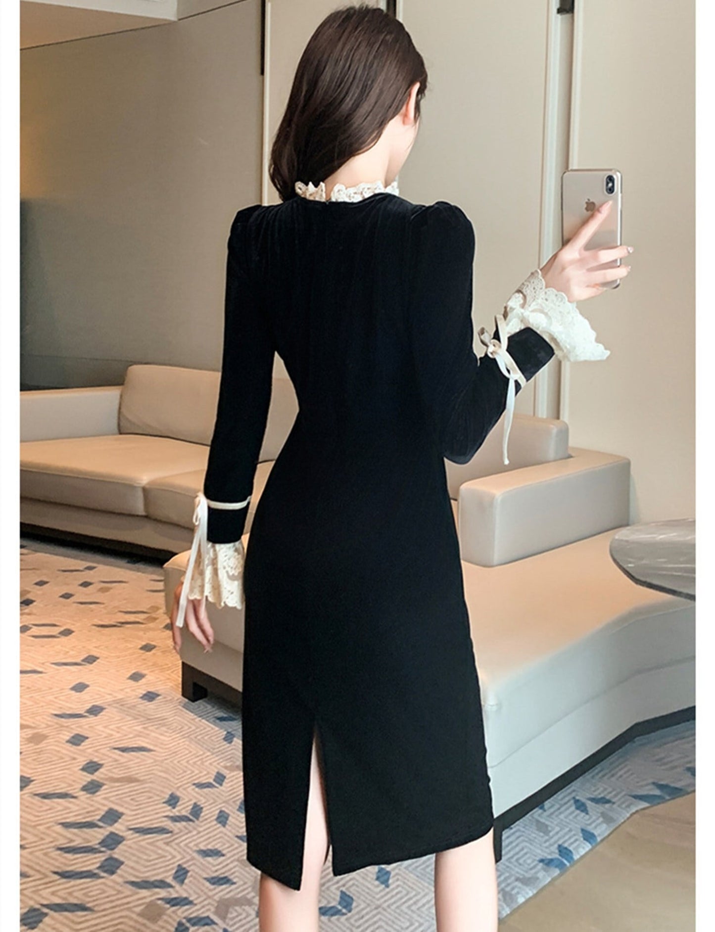 【dress】レース切り替えデートワンピース　N2394