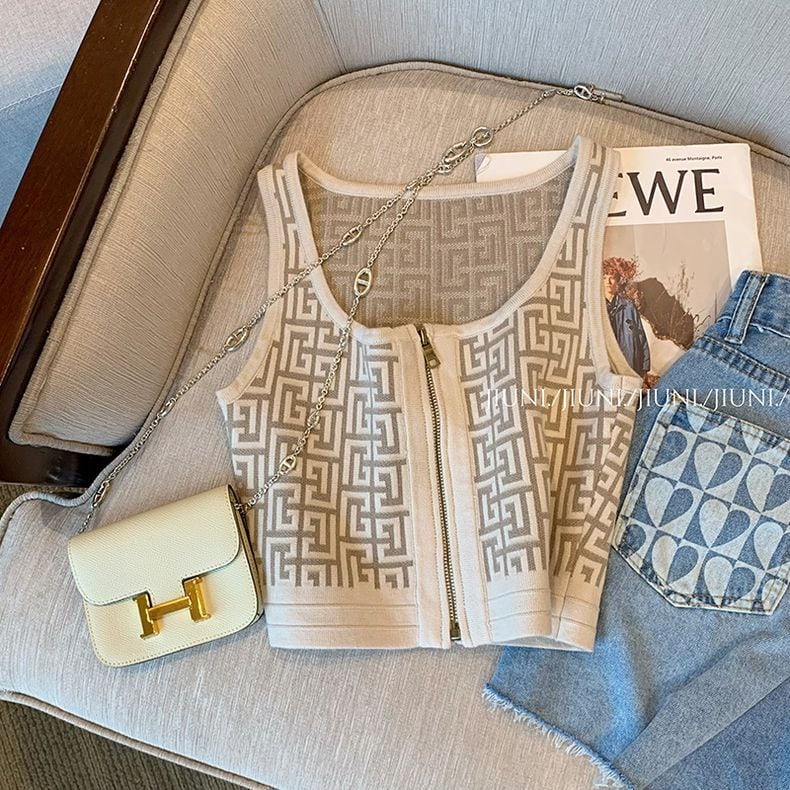 【tops】ノースリーブ人気ニットタンクトップF5354