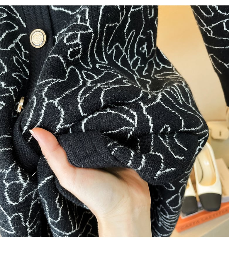【dress】ジャカードVネックニットワンピース　M27683