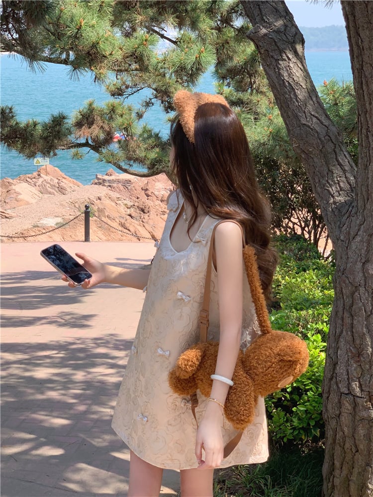 【dress】リボン付きノースリーブワンピース　M24007