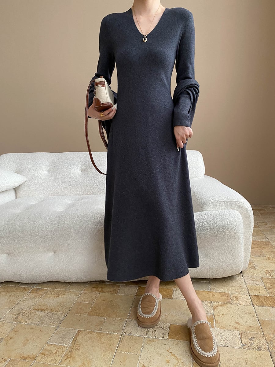 【dress】ショール付きニットワンピース Q7003