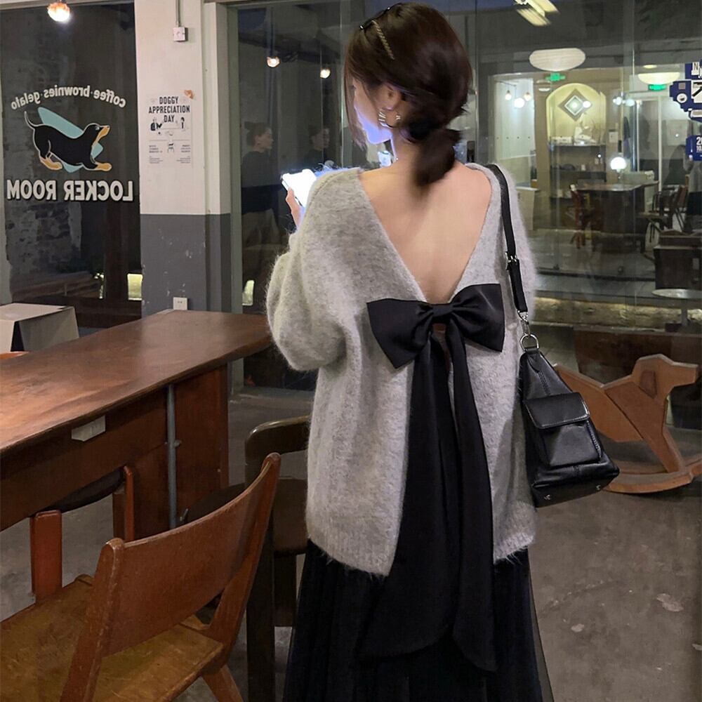 【tops】バックリボンニットトップス　N2775