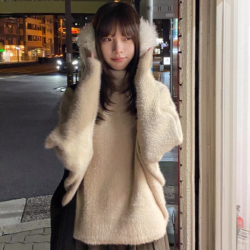 【tops】ハイネックニットトップス Q7393