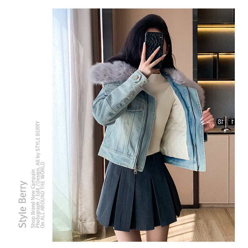 【outer】裹起毛ファーデニムジャケット　M27803
