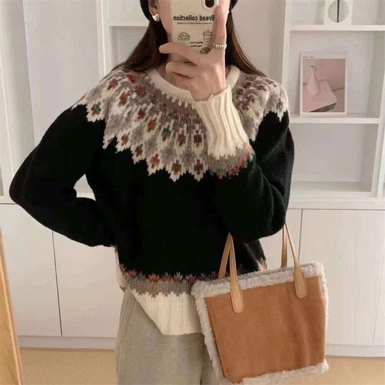 【tops】ジャカードニットセーター　M27138