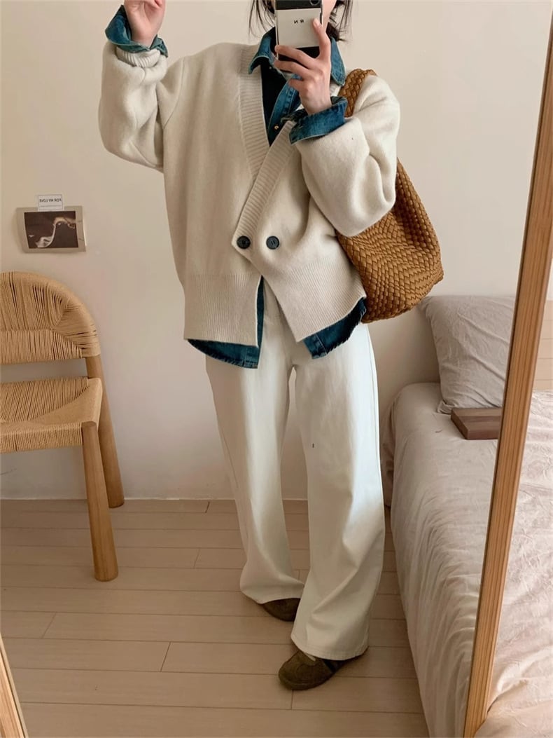 【outer】Vネックニットカーデ　M25974