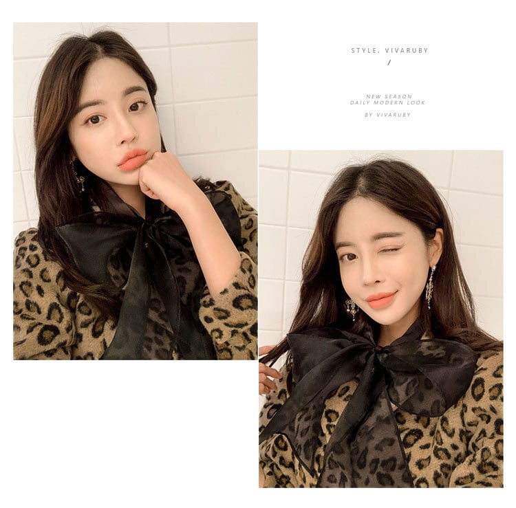【dress】ヒョウ柄リボン付きワンピース　M27708