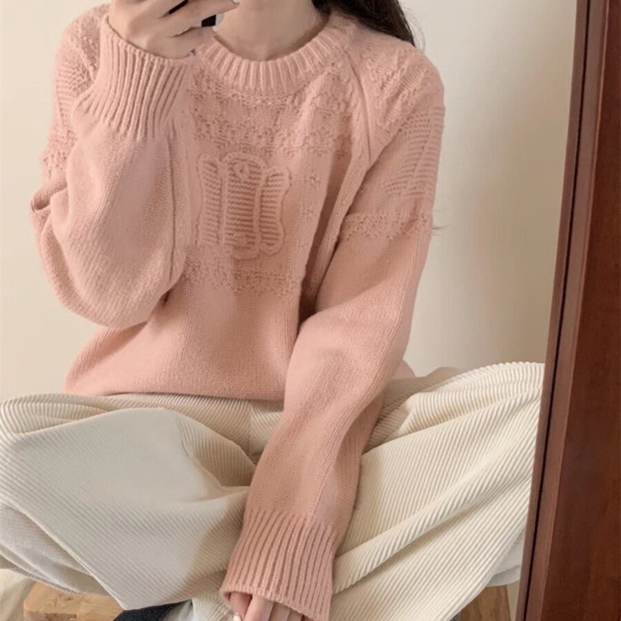 【tops】クルーネックニットセーターM19171